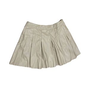 y2k pleated tan faux leather skirt